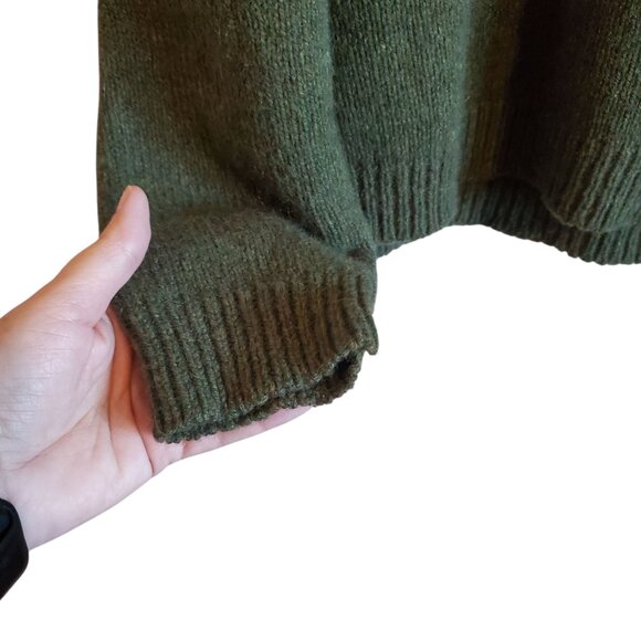 Vintage Union Made in USA Shetland Wool Blend Army Green Crewneck Sweater Medium - Picture 7 of 16